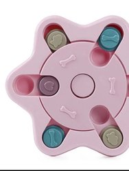 Puzzle Pet Toy Dog Food Turntable Eating Anti Choking Tableware Feeder Bowl - Star Shape - Pink