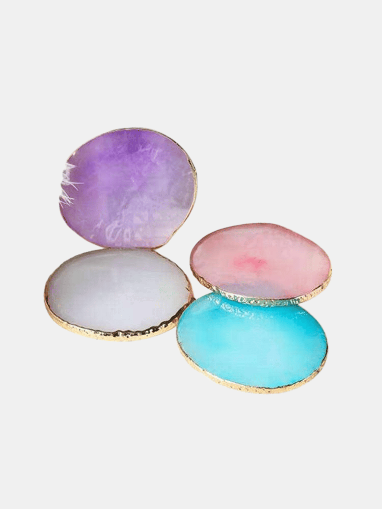 Quartz Resin Agate Coaster Candle Pad For Coffe Table Or Nail Art - Multicolor