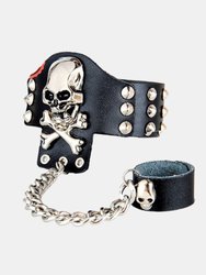 Rock Ring Conjoined Ghost Head Leather Bracelet Dance Show Accessories - Black