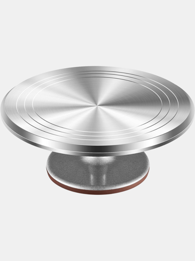 Vigor Rotating Cake Turntable 12'' Alloy Revolving Cake Stand With Non-Slipping Silicone Bottom - Bulk 3 Sets product