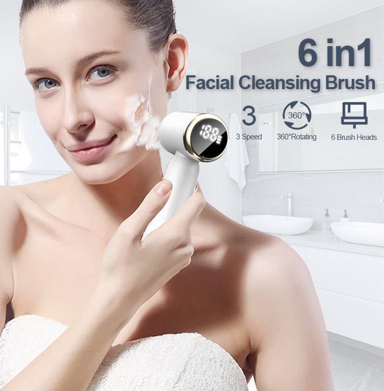 Rotating Waterproof Facial Cleansing Spin Roller Sonic Massager Cleaner Brush Silicone Electric Face Brush Cleanser - Bulk 3 Sets