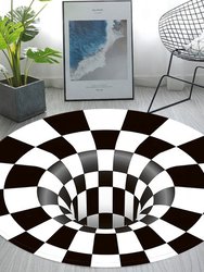 Round 3D Visual Trap Pattern Carpet Computer Chair Cushion Round Door Mat Chair Mat Floor Protector - Bulk 3 Sets
