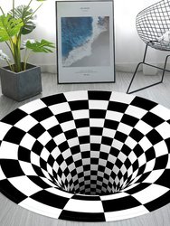 Round 3D Visual Trap Pattern Carpet Computer Chair Cushion Round Door Mat Chair Mat Floor Protector - Bulk 3 Sets