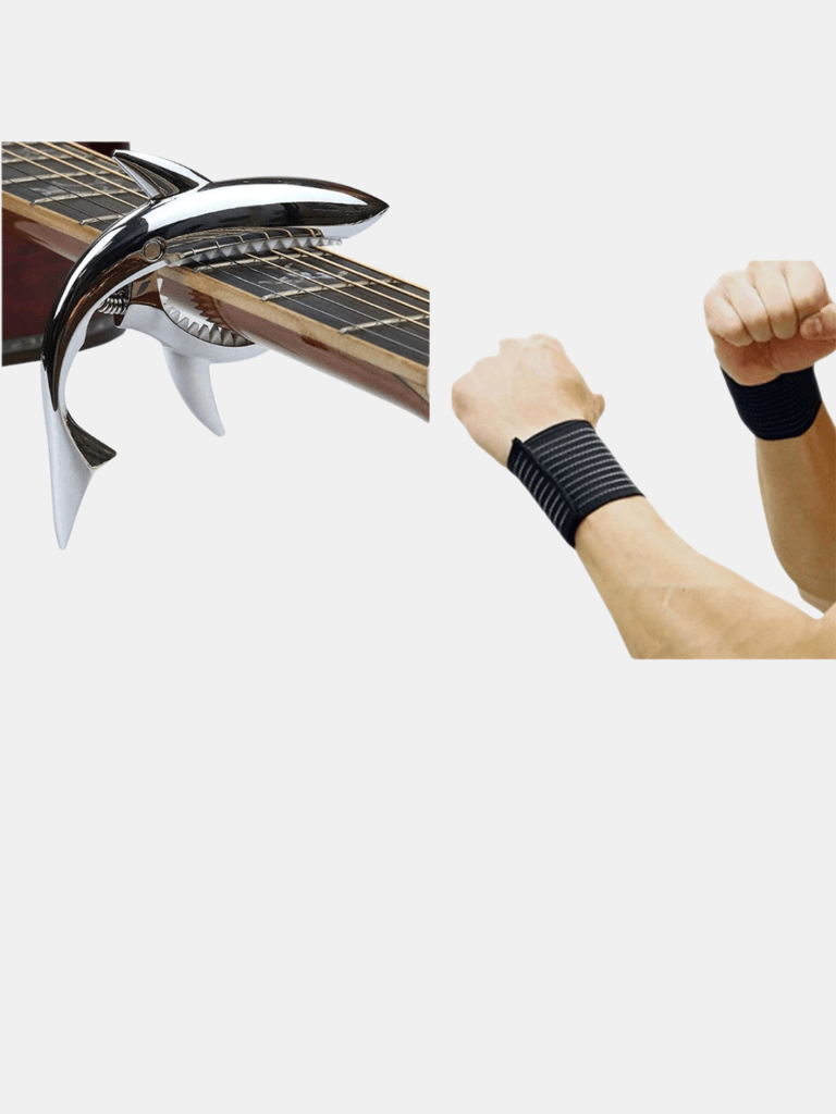 Shark Capo Electric Guitar & Adjustable Sport Wristband Pack