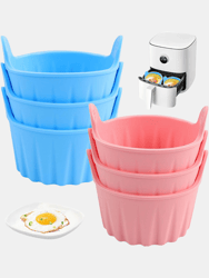 Silicone Air Fryer Egg Mold, Reusable Nonstick Air Fryer Egg Poacher, Silicone Cupcake Baking Cups, Silicone Ramekins For Air Fryer Accessories - 6 pcs(3 Blue_3 Pink)