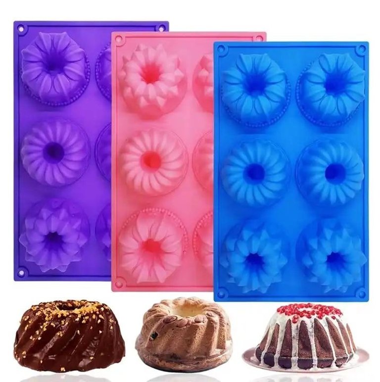 Silicone Bundt Cake Molds, Doughnut Maker Silicone Baking Tray Cupcake Muffin Molds Mini Cake Pan