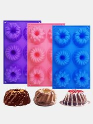 Silicone Bundt Cake Molds, Doughnut Maker Silicone Baking Tray Cupcake Muffin Molds Mini Cake Pan - Pink (1 Pcs)