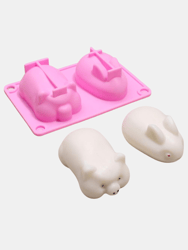 Silicone Mousse Cake Mold Bunny Piggy Baking Tray Dessert Mold Pastry - 2 Pcs