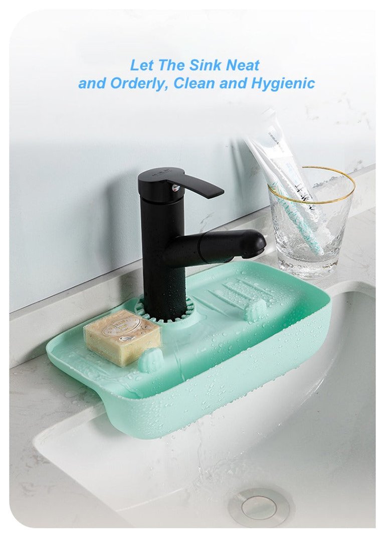 Splash Faucet Drain Gaurd Rack Super Absorbent Fast Drying Mat Sink Gadget Drip Catcher For Kitchen Rag Sponge Brush - Green