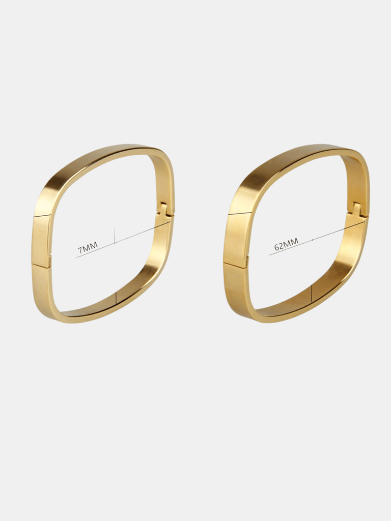 Square Share Trendy Bangle For Any Outfits - Gold