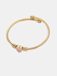 Stainless Steel Cable Wire Heart Charm Gold Plated Bangle Bracelet for women & men