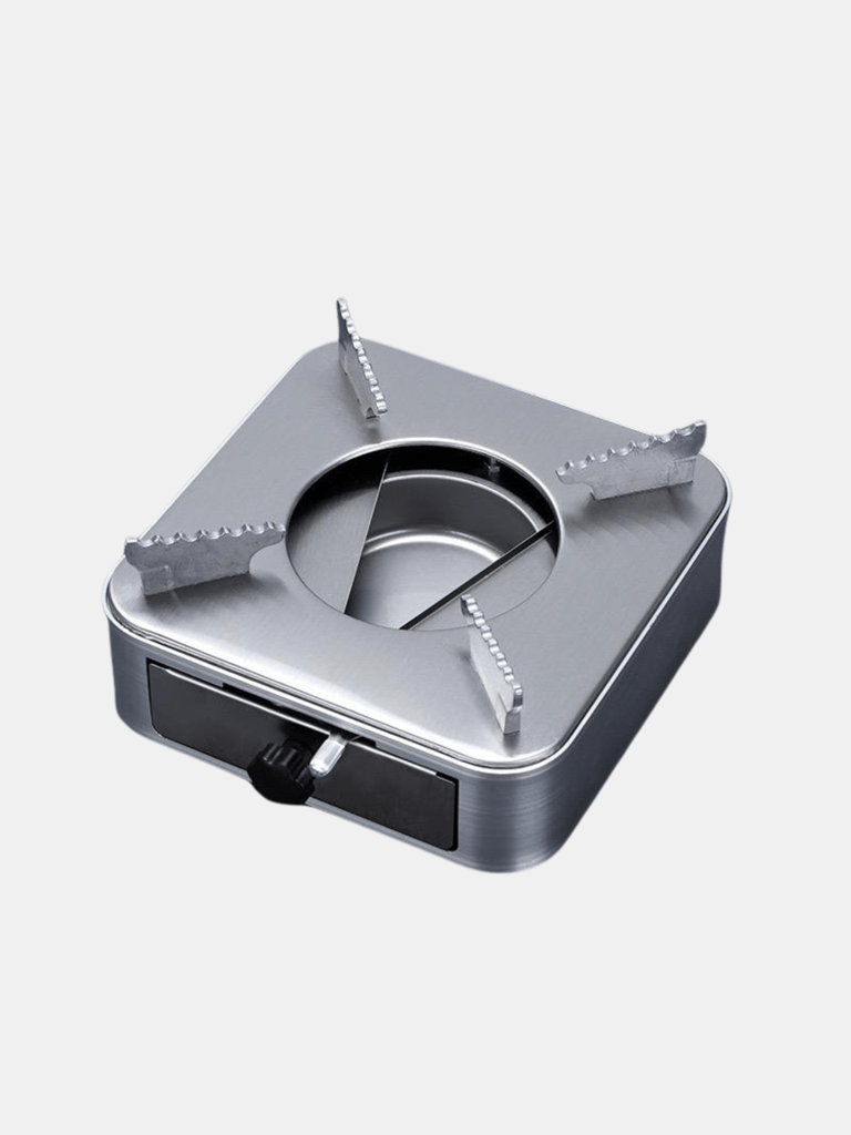 Stainless Steel Camping Solid Liquid Alcohol Stove Spirit Burner Stove Outdoor Hiking Alcohol Stove Cooker Tool - Grey