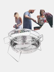 Stainless Steel Portable Round Mini Charcoal Barbeque Grills Outdoor Camping Wood Stove BBQ Grill Rack - Bulk 3 Sets