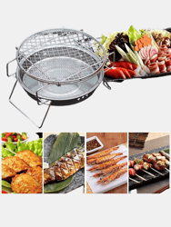 Stainless Steel Portable Round Mini Charcoal Barbeque Grills Outdoor Camping Wood Stove BBQ Grill Rack - Bulk 3 Sets