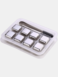 Stainless Steel Reusable Ice Cubes With Barman Tongs And Freezer Tray - Bulk 3 Sets