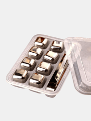Stainless Steel Reusable Ice Cubes With Barman Tongs And Freezer Tray