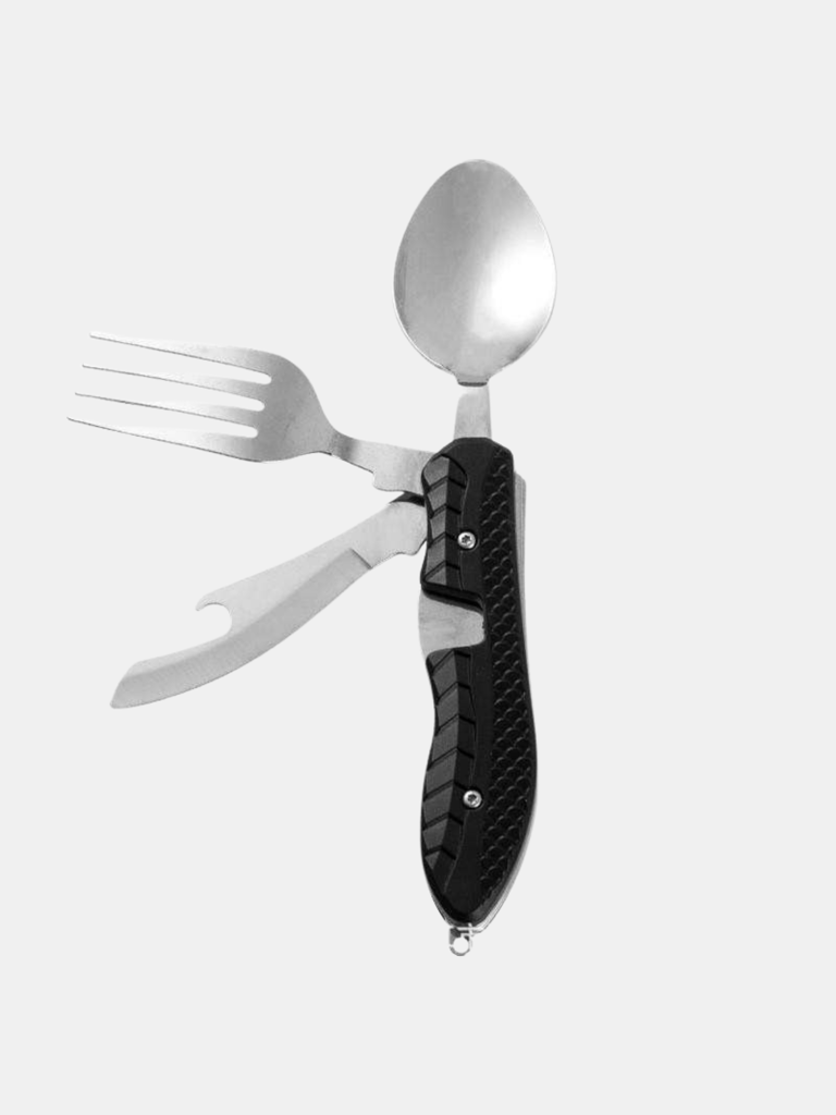 Steel Foldable Spoon Fork Knife Bottle Opener & Glass Coffee Mug Pack - Bulk 3 Sets
