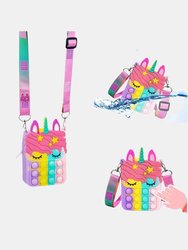 Stress Release Pop Coin Purse Unicorn Pop Purse for Girls Beach Mini Pop Fidget Toy for Girls, Push Pop Bubble Fidget Sensory Toy 