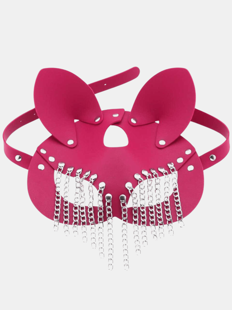 Stylish Personality Chain Leather Mask Party Masquerade Costume - Pink