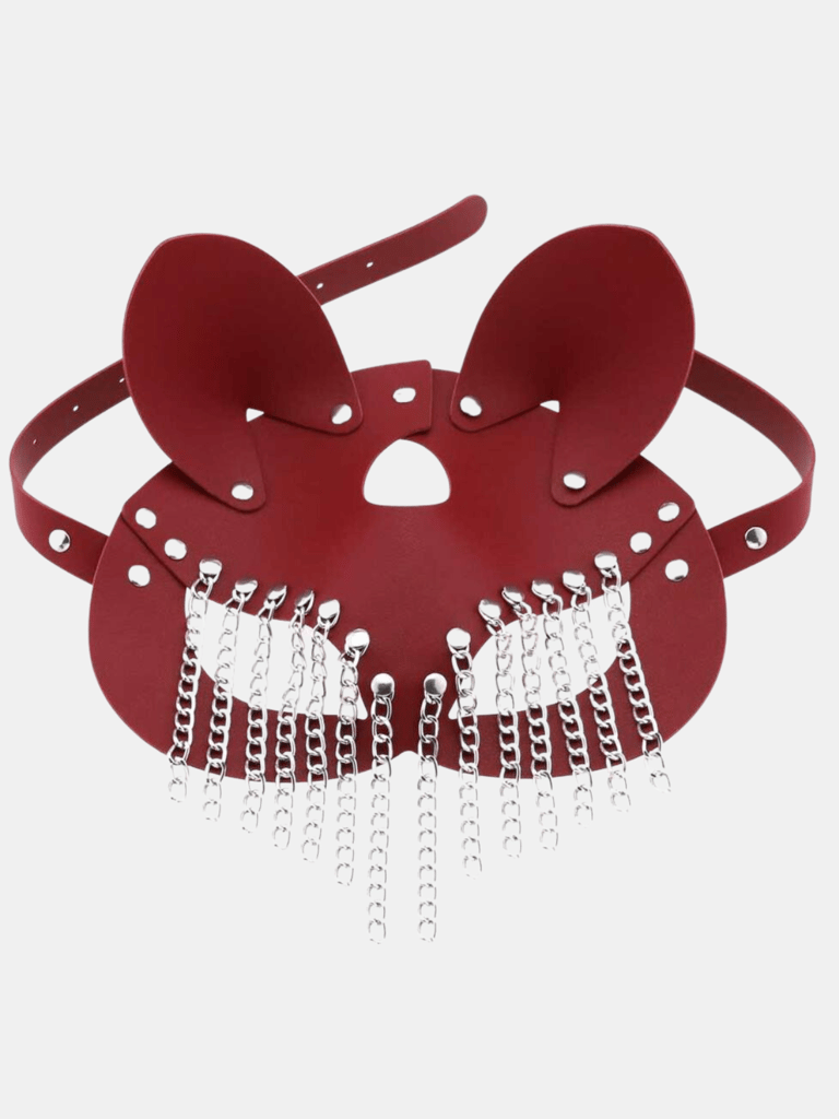 Stylish Personality Chain Leather Mask Party Masquerade Costume - Brown