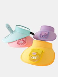 Sun Visor Hats with Fan-Three Temp Settings-Large Area Sun Protection, Visors For Women/Men/Kids, Adjustable Elastic Buckle - Green