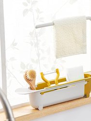 Telescopic Sink Storage Rack, Adjustable Length, Drain Basket Plastic And Sponge Holder With Dishcloth Hanger - Bulk 3 Sets