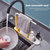 Telescopic Sink Storage Rack, Adjustable Length, Drain Basket Plastic And Sponge Holder With Dishcloth Hanger - Bulk 3 Sets - Yellow