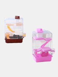 Three Storey Luxury Villa Cage Custom Fold, Hamster Cage Cage Guinea Pig Pet Cage Small Animals Kitchen Utensils Travel Heighten Pink Chinchilla