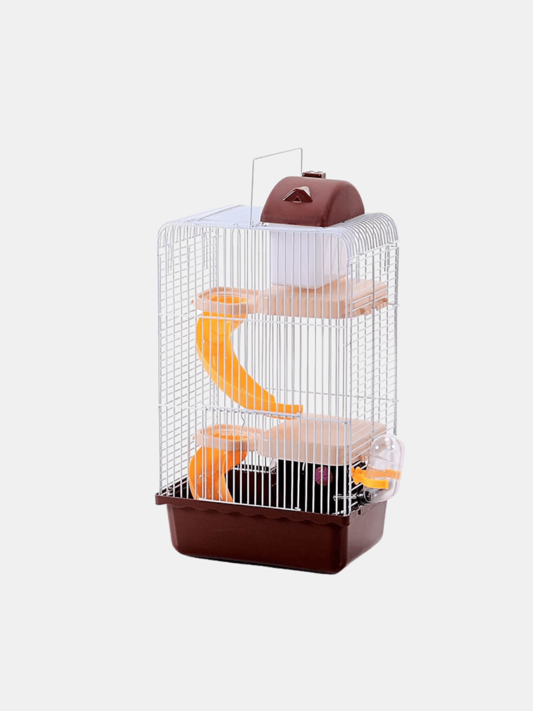 Three Storey Luxury Villa Cage Custom Fold, Hamster Cage Cage Guinea Pig Pet Cage Small Animals Kitchen Utensils Travel Heighten Pink Chinchilla - Brown