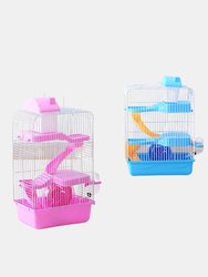 Three Storey Luxury Villa Cage Custom Fold, Hamster For Small Pets House Hamster Kitchen Utensils Travel Heighten Pink Chinchilla - Bulk 3 Sets