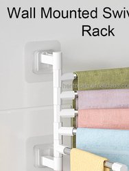 Towel Bathroom Free Punching Wall Hanging Rotating Towel, Storage Rack Stainless Steel Organizer Shelf Hanging Towel Holders - Bulk 3 Sets