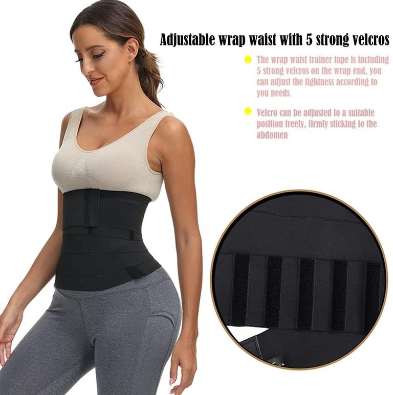 Waist Wrap, Waist Trainer for Women with Velcro's Design - Black