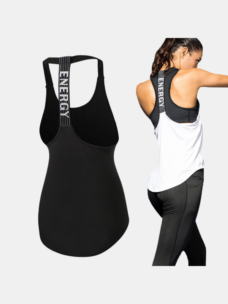 Vigor Black/White Women Plus Size Yoga Top Gym Sports Girls Vest
