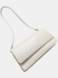 Women Trendy Leather Handbags Purses Snakeskin Pattern Lightweight Clutch Underarm Bag And Clutch Shoulder - White