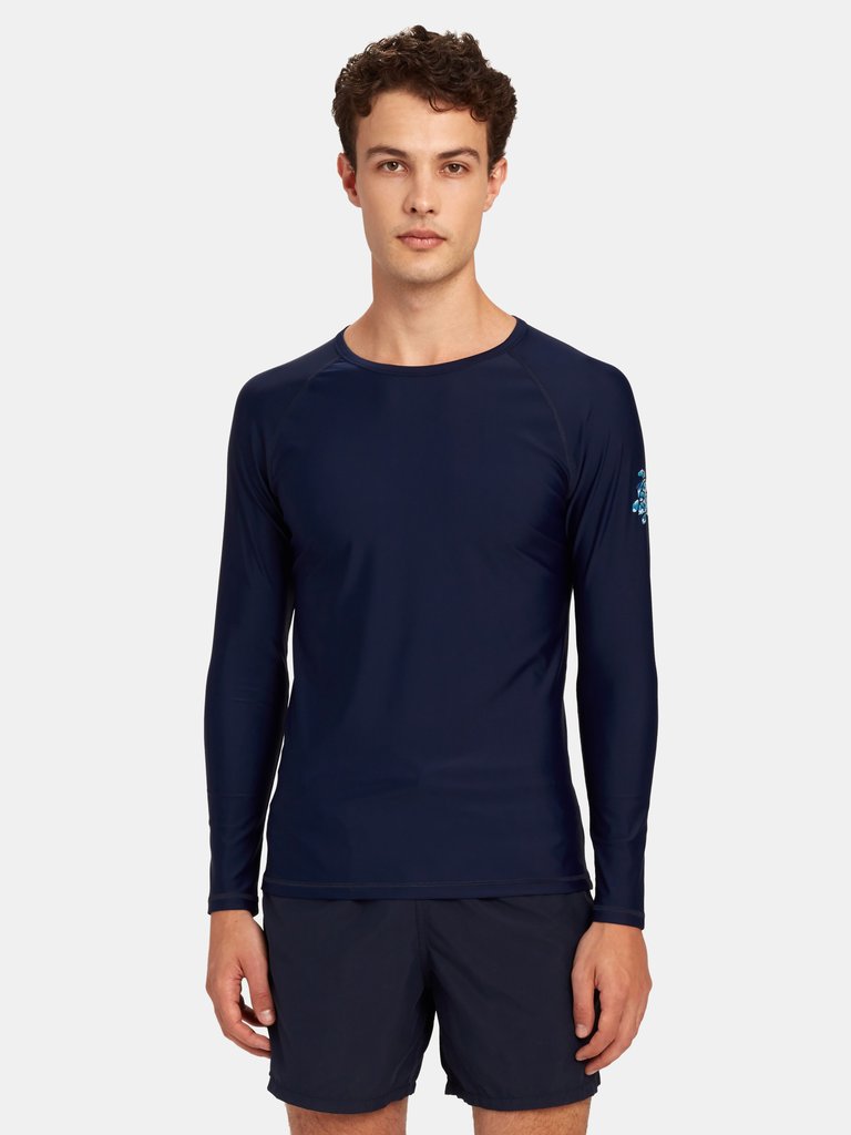 Herringbone Turtles Takeoff Rashguard Swim Shirt - Navy