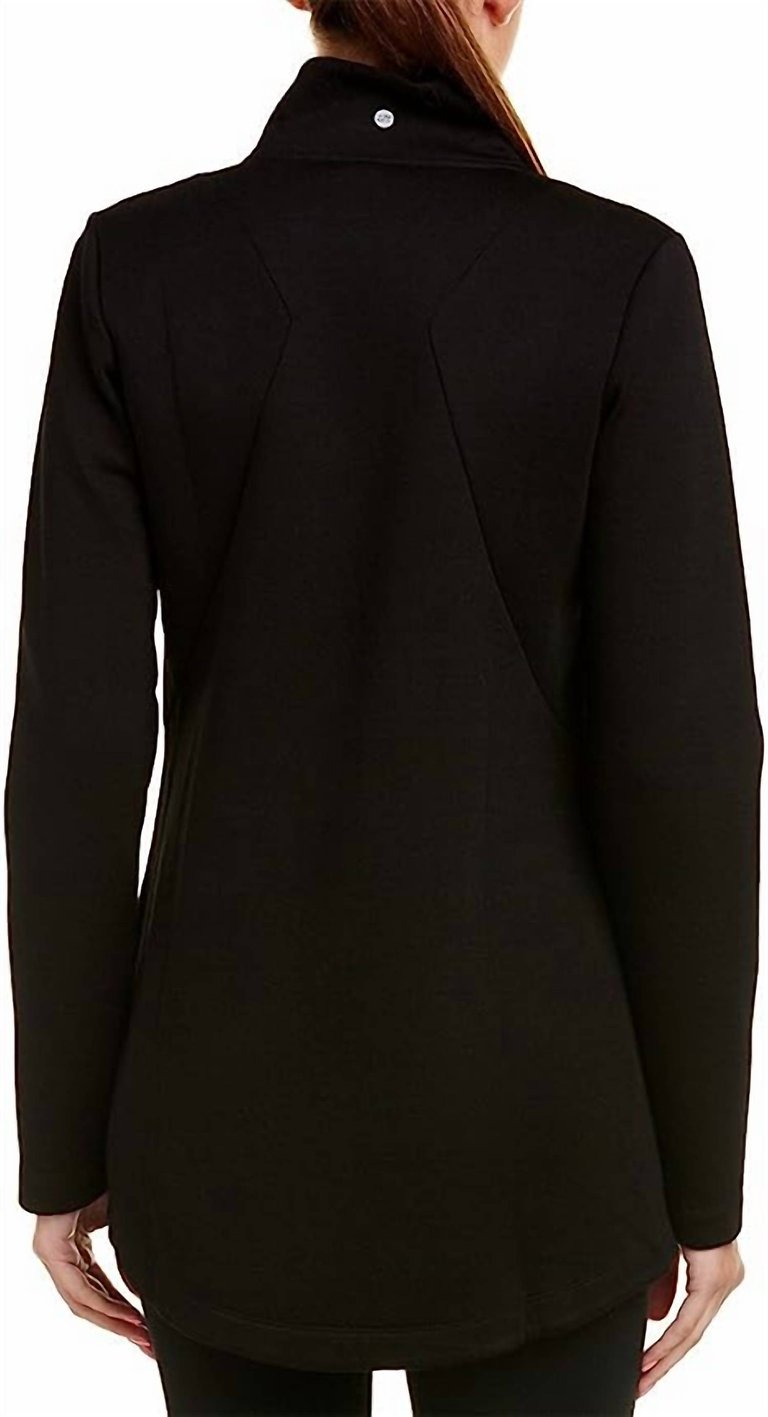 Marina Stylish Collared Soft Fabric Full Zip Jacket In Black