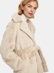 Belted Plush Faux Fur Coat 