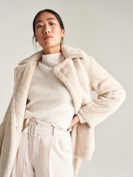 Belted Plush Faux Fur Coat 