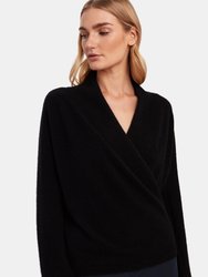 Boiled Cashmere Wrap Front Pullover