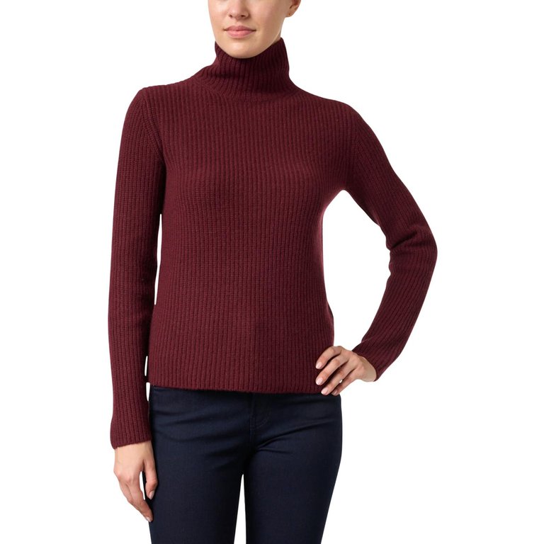 Cashmere Turtleneck Sweater - Burgundy