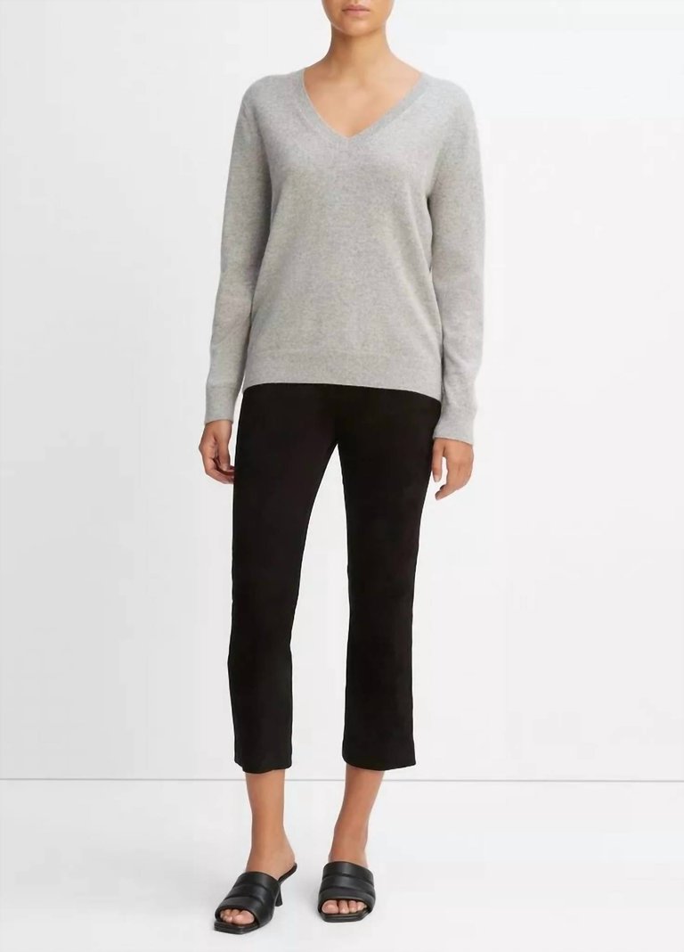 Cashmere Weekend V-Neck Sweater - Heather Steel