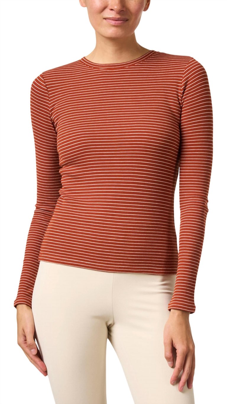 Crewneck Rib Top - Cinnamon Multi