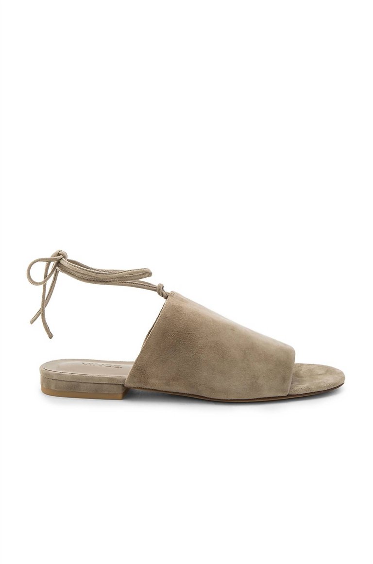 Damon Flat Lace Up Sandal In Woodsmoke Kid Suede - Woodsmoke Kid Suede