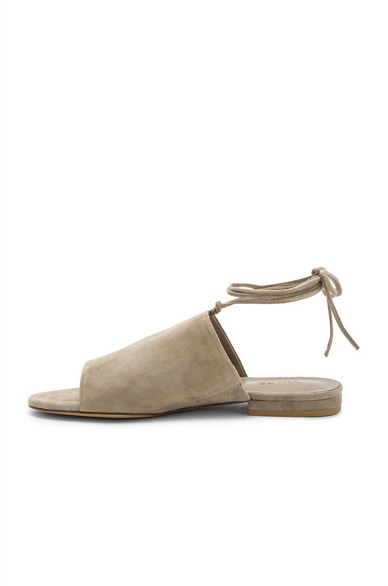 Damon Flat Lace Up Sandal In Woodsmoke Kid Suede