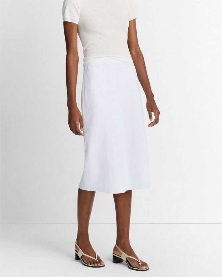 Easy Linen-Blend Slip Skirt In Optic White