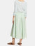 Gathered Pull On Silk Midi Skirt