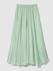 Gathered Pull On Silk Midi Skirt