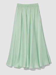 Gathered Pull On Silk Midi Skirt