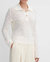 Italian Wool-Blend Lace-Stitch Polo Sweater In Off White