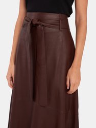 Leather A-Line Midi Skirt